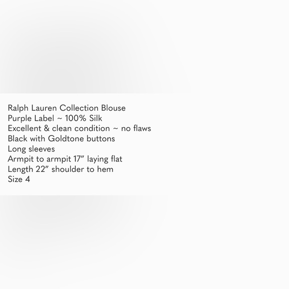 Ralph Lauren Purple Label Black Silk Blouse - Picture 7 of 7